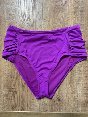 AMAVI Purple Scrunch Side Bikini Bottoms High Rise Size Large NWOT